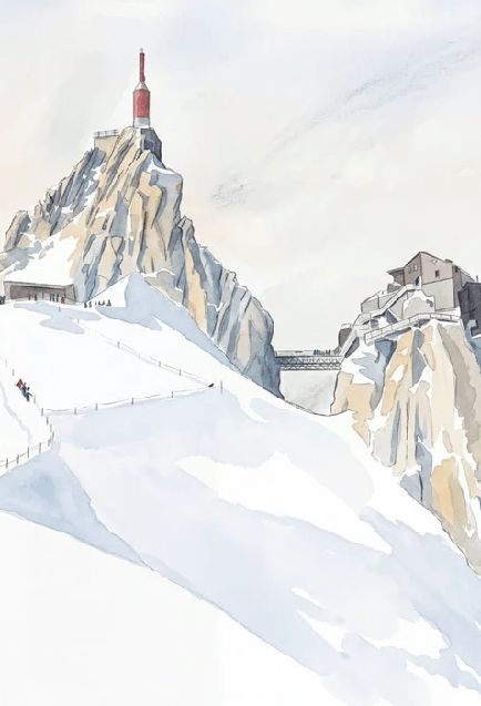 Papier peint aiguille du midi Chamonix - Vallée blanche Mont blanc - Muralconcept