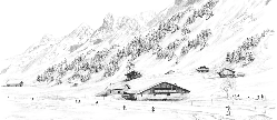 Papier peint Clusaz ski fond montagne Confins - Muralconcept