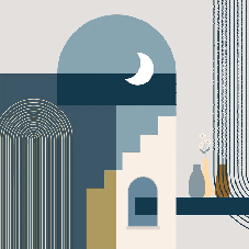 Papier peint arche bleu graphique - Muralconcept