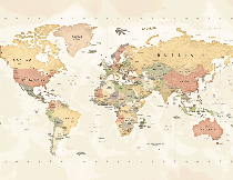 Papier peint panoramique carte du monde exploration, XXL, tendance