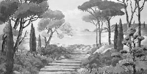 Papier peint balade dans les calanques noir et blanc - Muralconcept