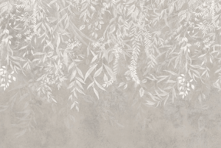 Papier peint design végétal moderne beige - Muralconcept