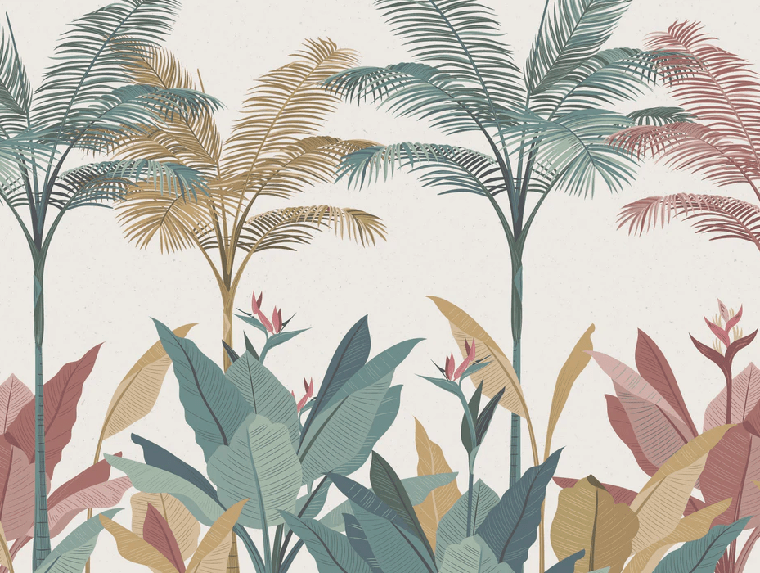 Papier peint panoramique jungle colorée, XXL, tendance