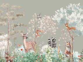 Papier peint chambre enfant nature magique sauge - Muralconcept