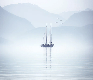 Papier peint lac Annecy navigation - Muralconcept