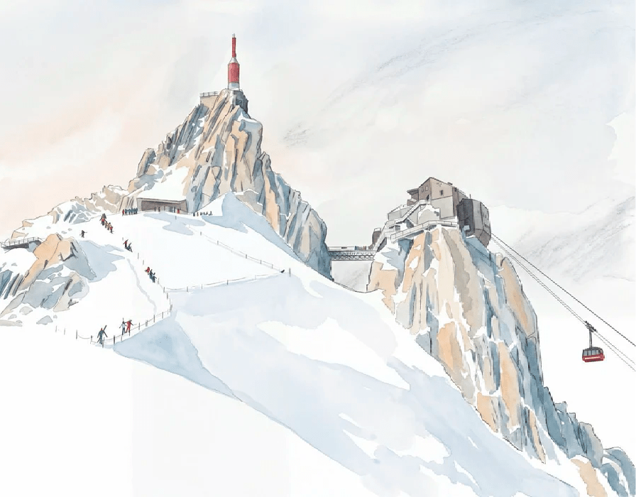 Papier peint aiguille du midi Chamonix - Vallée blanche Mont blanc - Muralconcept