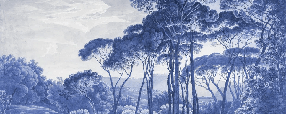 Papier peint paysage historique italien bleu - Muralconcept