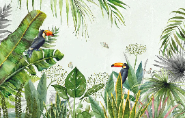 Papier peint Jungle oiseau exotique - Muralconcept