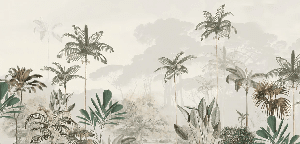 Papier peint panoramique jungle eden vert - Muralconcept