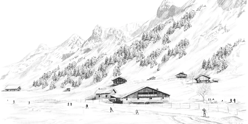 Wallpaper Clusaz ski fond montagne Confins - Muralconcept
