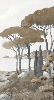 Papier peint balade dans les calanques brun - Muralconcept