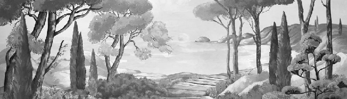 Papier peint balade dans les calanques noir et blanc - Muralconcept