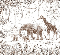 Dschungel-Tapete Kind monochrom