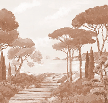 Papier peint balade dans les calanques terracotta - Muralconcept