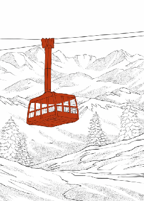 Papier peint La Plagne télécabine rouge - Muralconcept