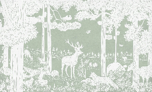 Green woodland animals wallpaper