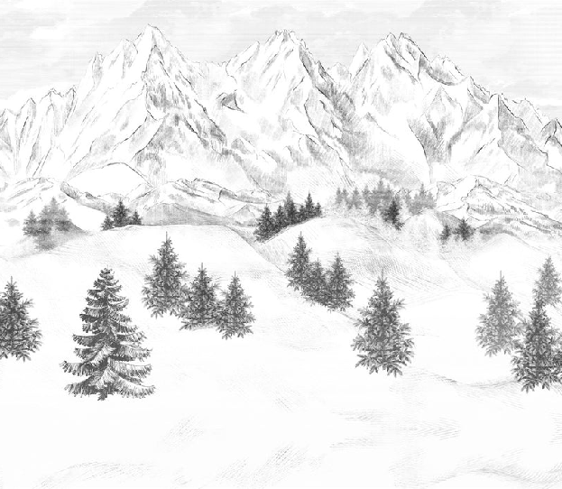 Papier peint montagne sommets de Chamonix - Muralconcept