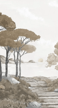 Papier peint balade dans les calanques brun - Muralconcept