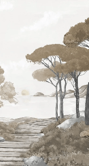 Papier peint balade dans les calanques brun - Muralconcept