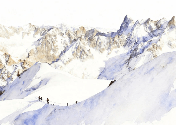 Papier peint alpinisme la cordée - Vallée blanche - Muralconcept