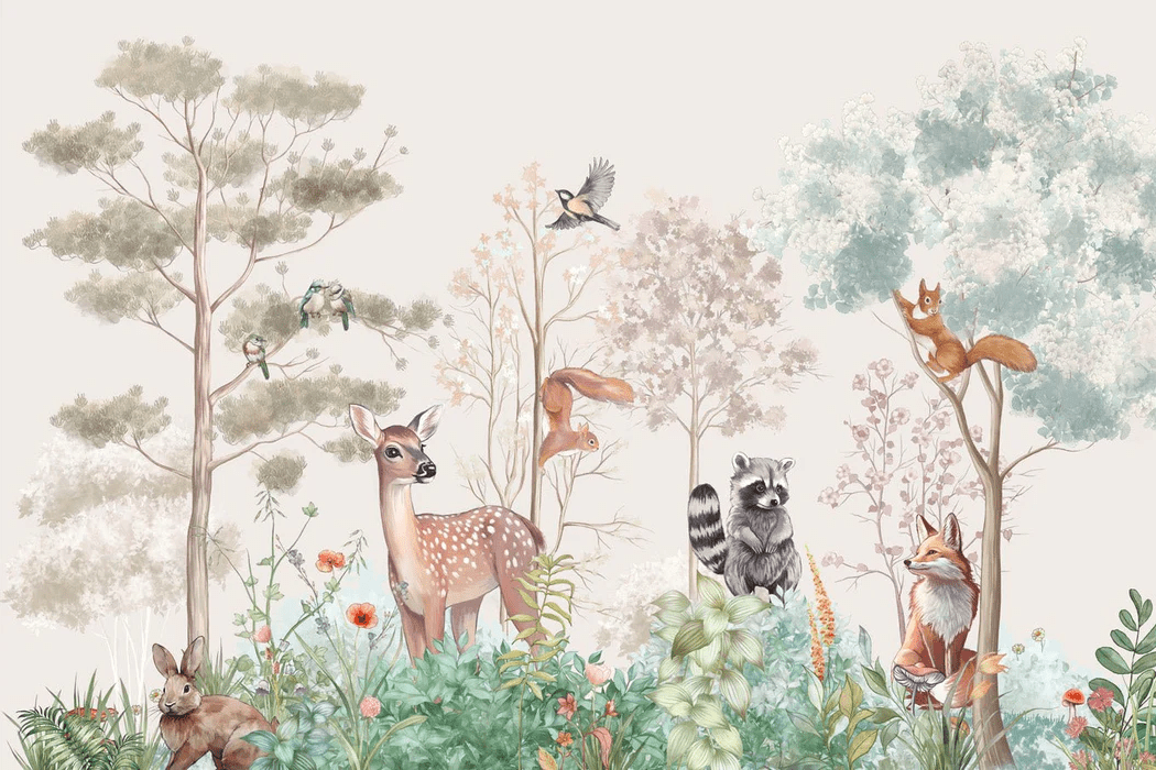 Papier peint chambre enfant nature magique beige - Muralconcept