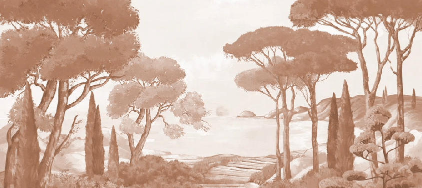 Papier peint balade dans les calanques terracotta - Muralconcept