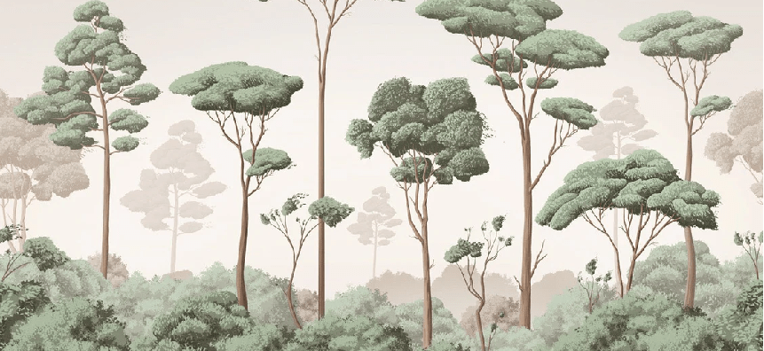 Papier peint brise légère pinède - Muralconcept