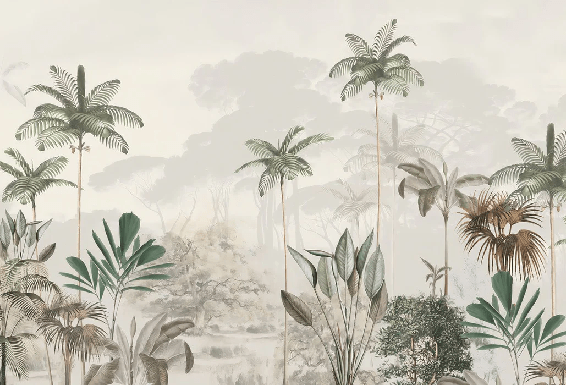 Papier peint panoramique jungle eden vert - Muralconcept