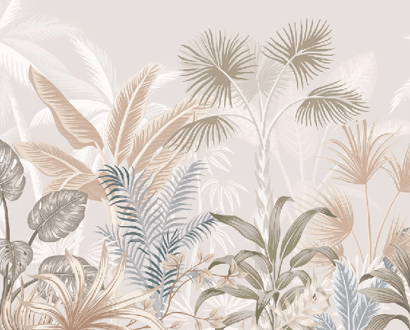 Papier peint salle de bain jungle terracotta - Muralconcept
