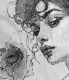 Female face wallpaper blue rose