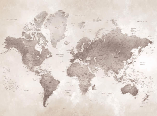 Papier peint carte du monde intemporel - Muralconcept