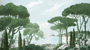 Papier peint balade dans les calanques vert - Muralconcept