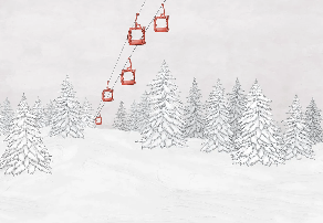 Papier peint montagne télécabine rouge, XXL, tendance