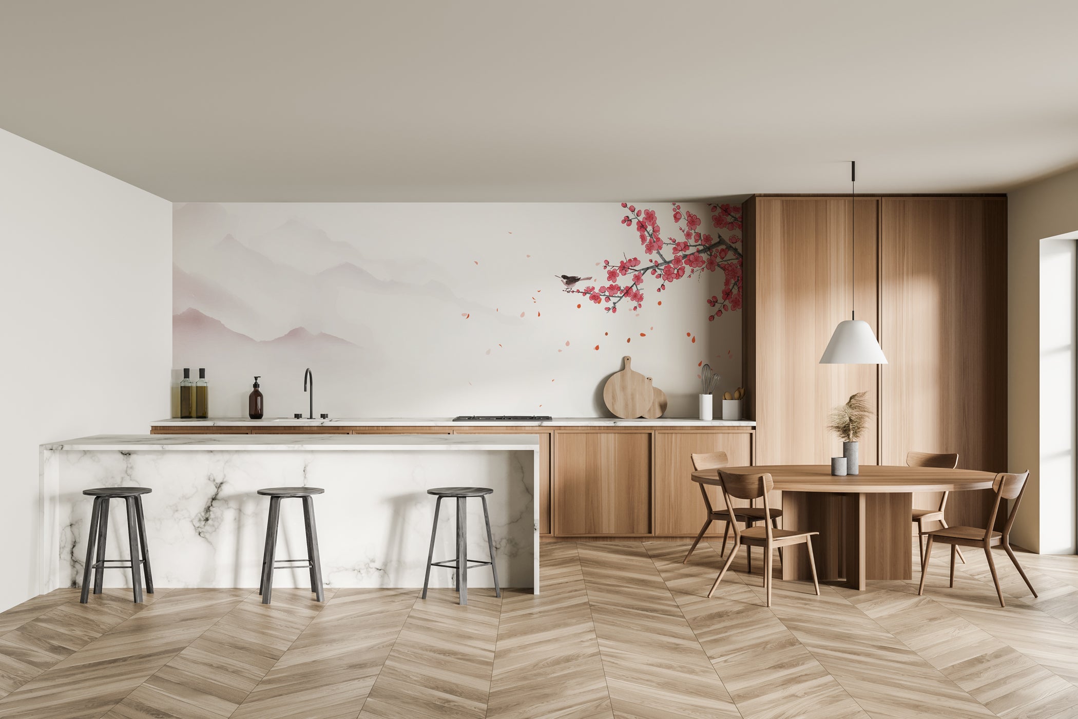 Papier peint harmonie zen sakura - panneau mural