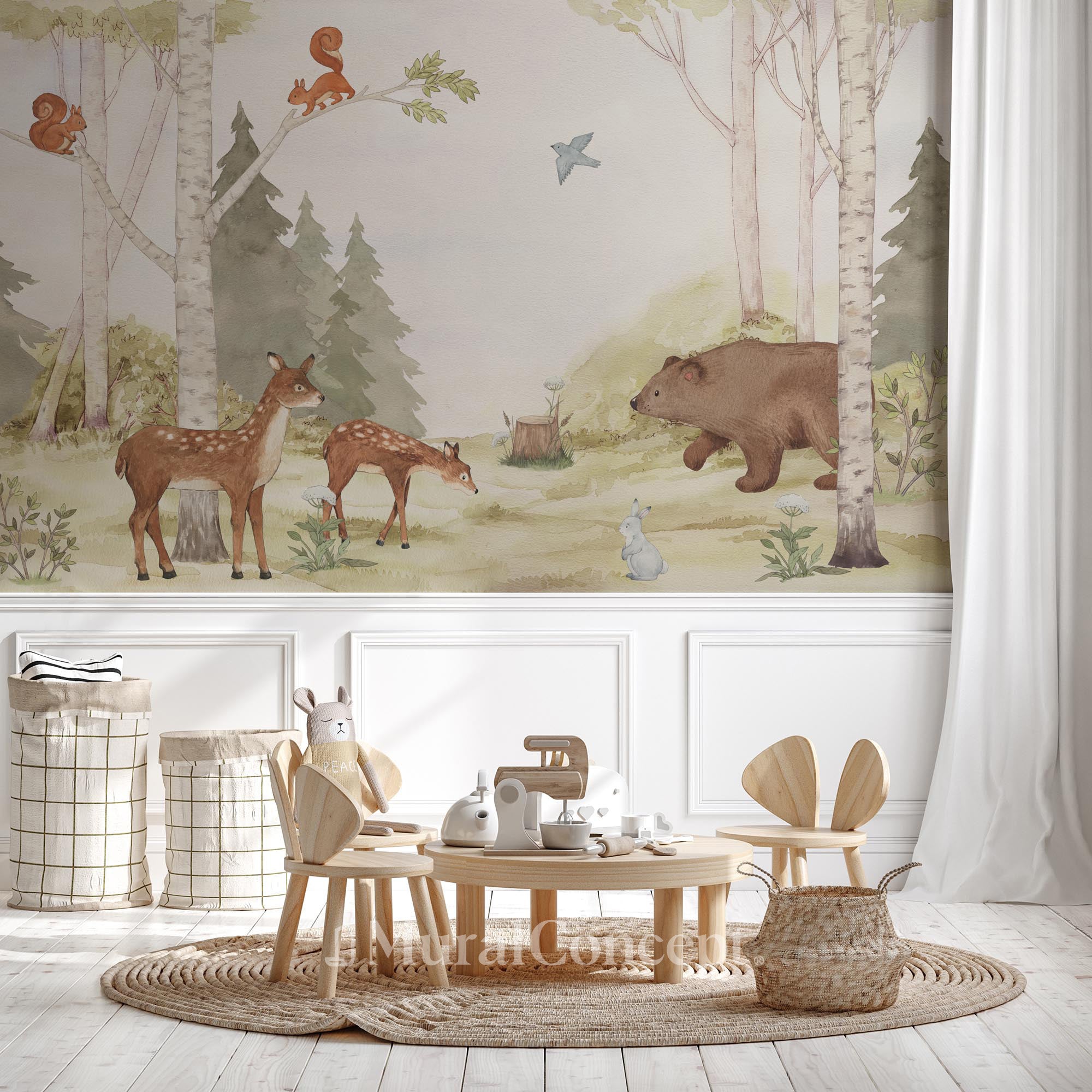 Papier peint forêt enchantée chambre enfant, XXL, tendance