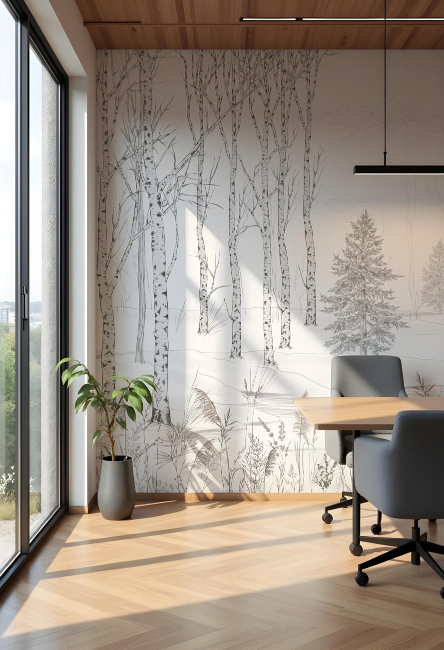 Papier peint noir et blanc douceur des bois, XXL, tendance