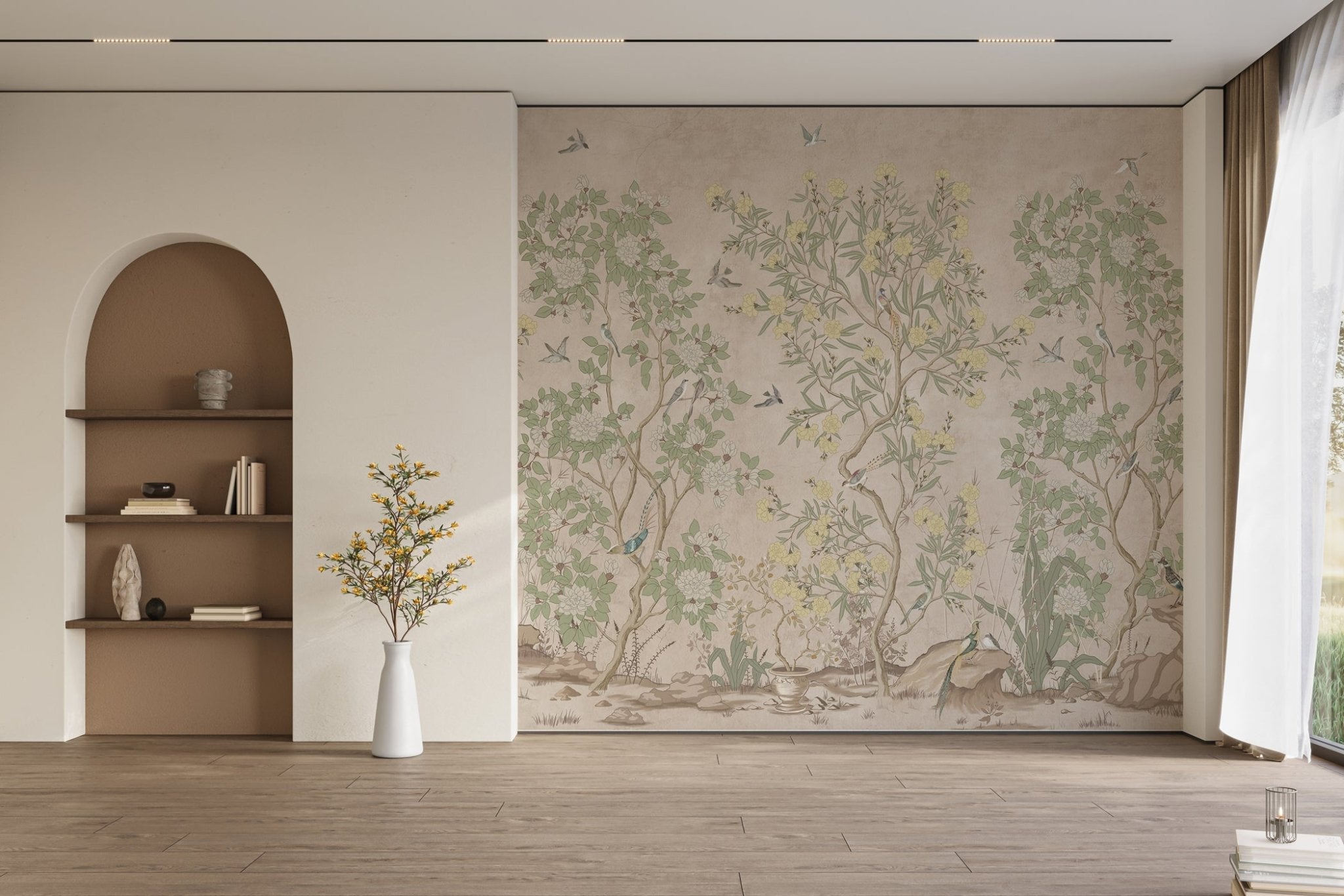 Papier peint panoramique chinoiserie garden - Muralconcept