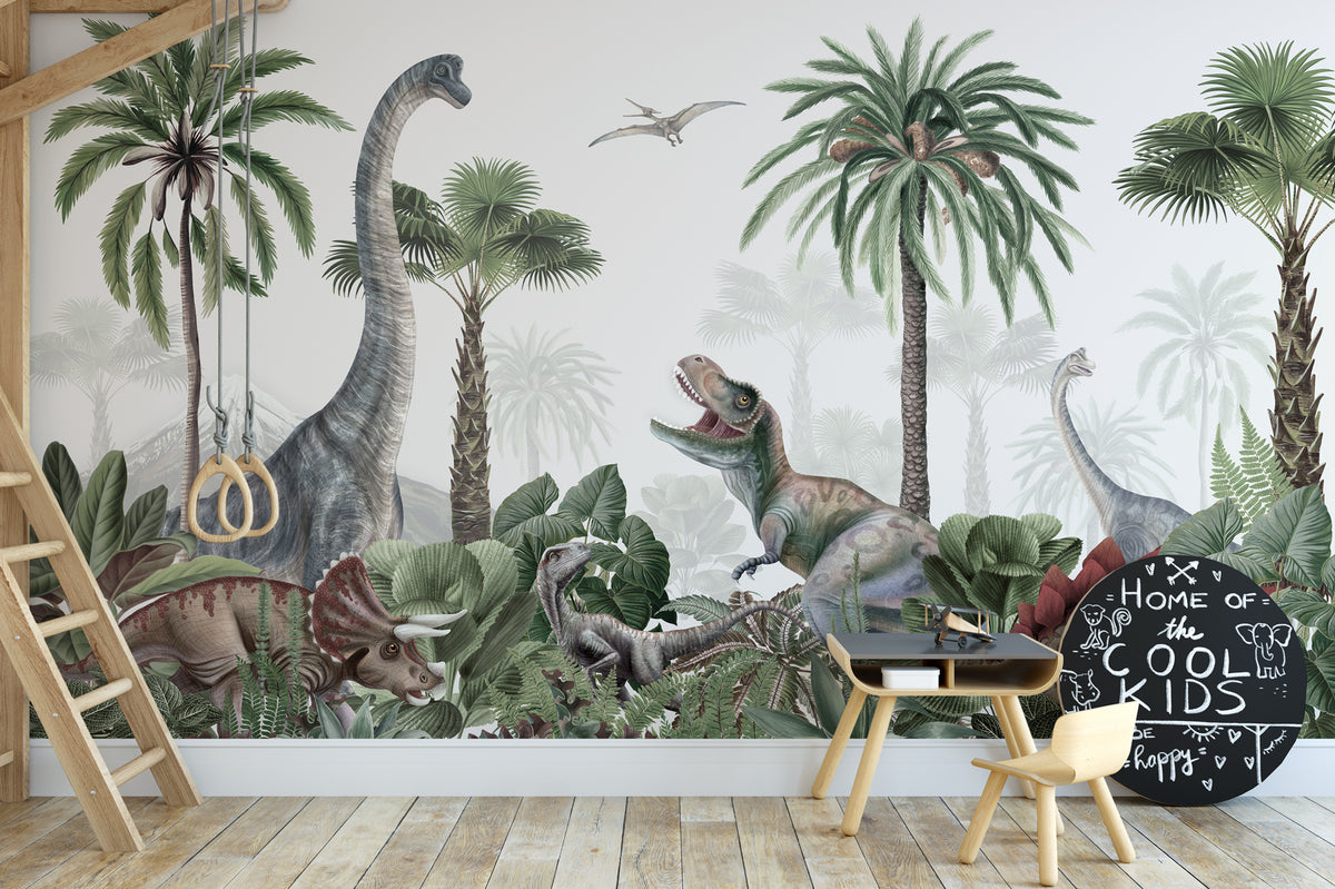 Papier peint parade des dinosaures