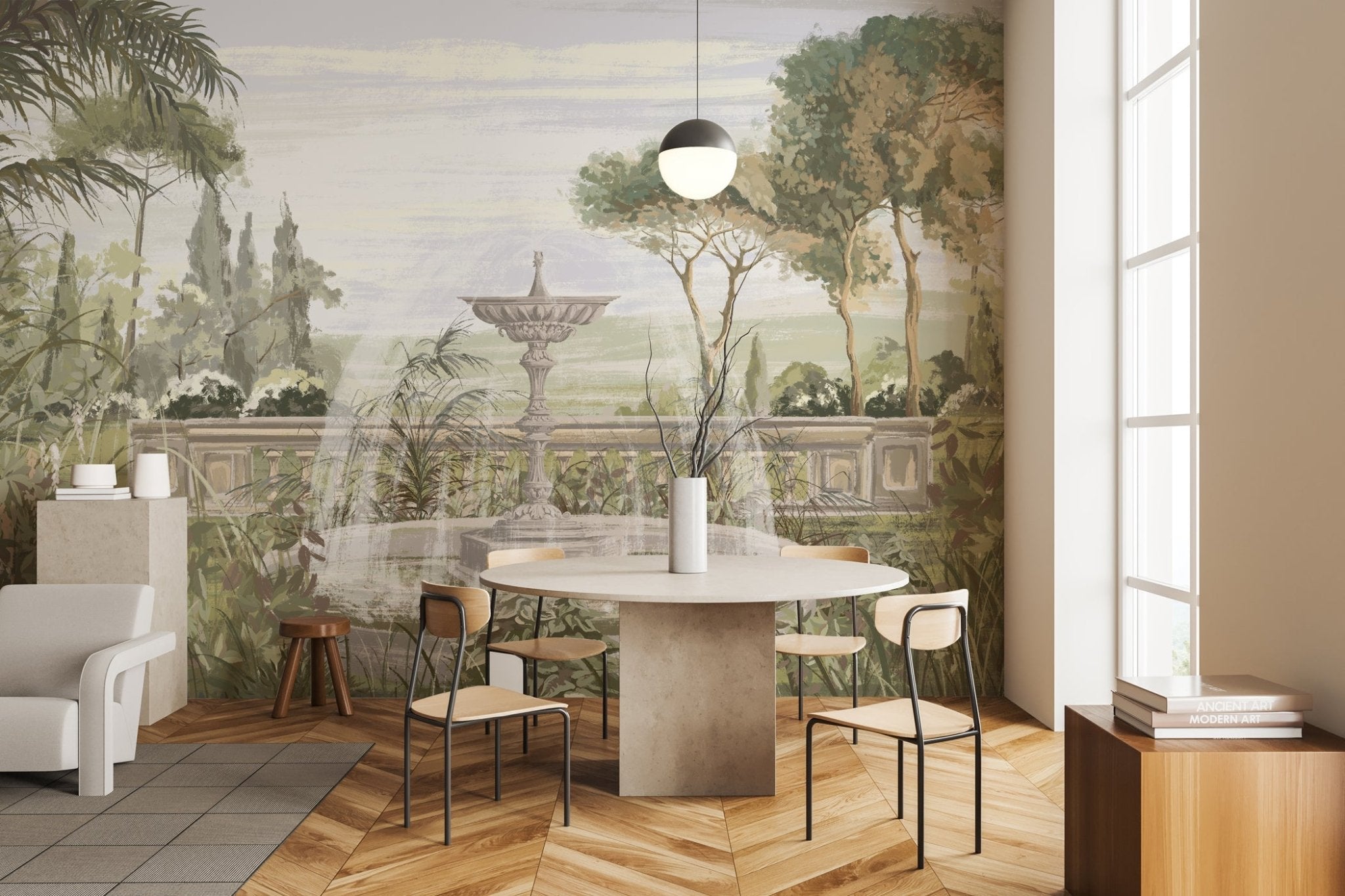Papier peint paysage jardin ancien - Muralconcept