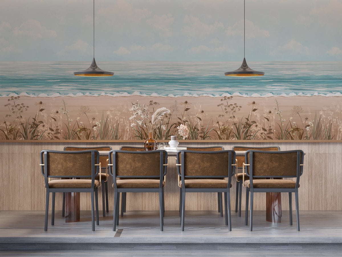 Papier peint restaurant vue mer