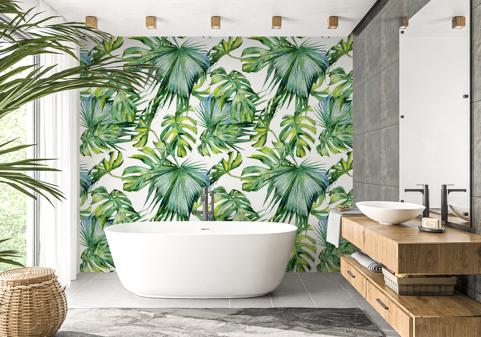 Papier peint tendance tropical vert - Muralconcept