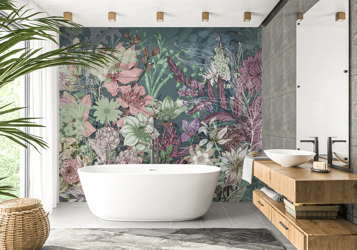 Papier peint salle de bain flower dream
