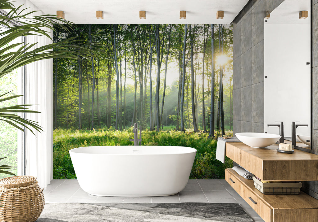 Papier Peint Adhésif 3D Forêt De Pins – Romy N1452 – Autocollant Mural Amovible