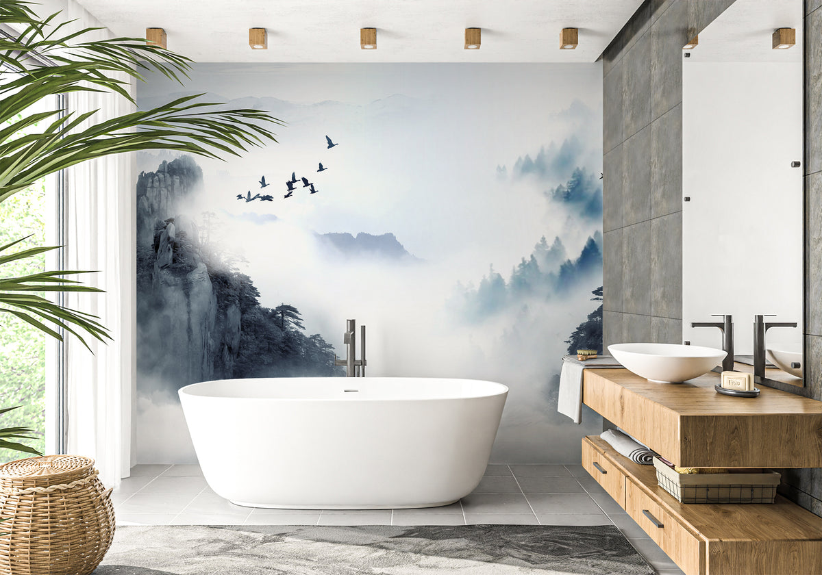 Papier peint salle de bain lever de jour en Chine