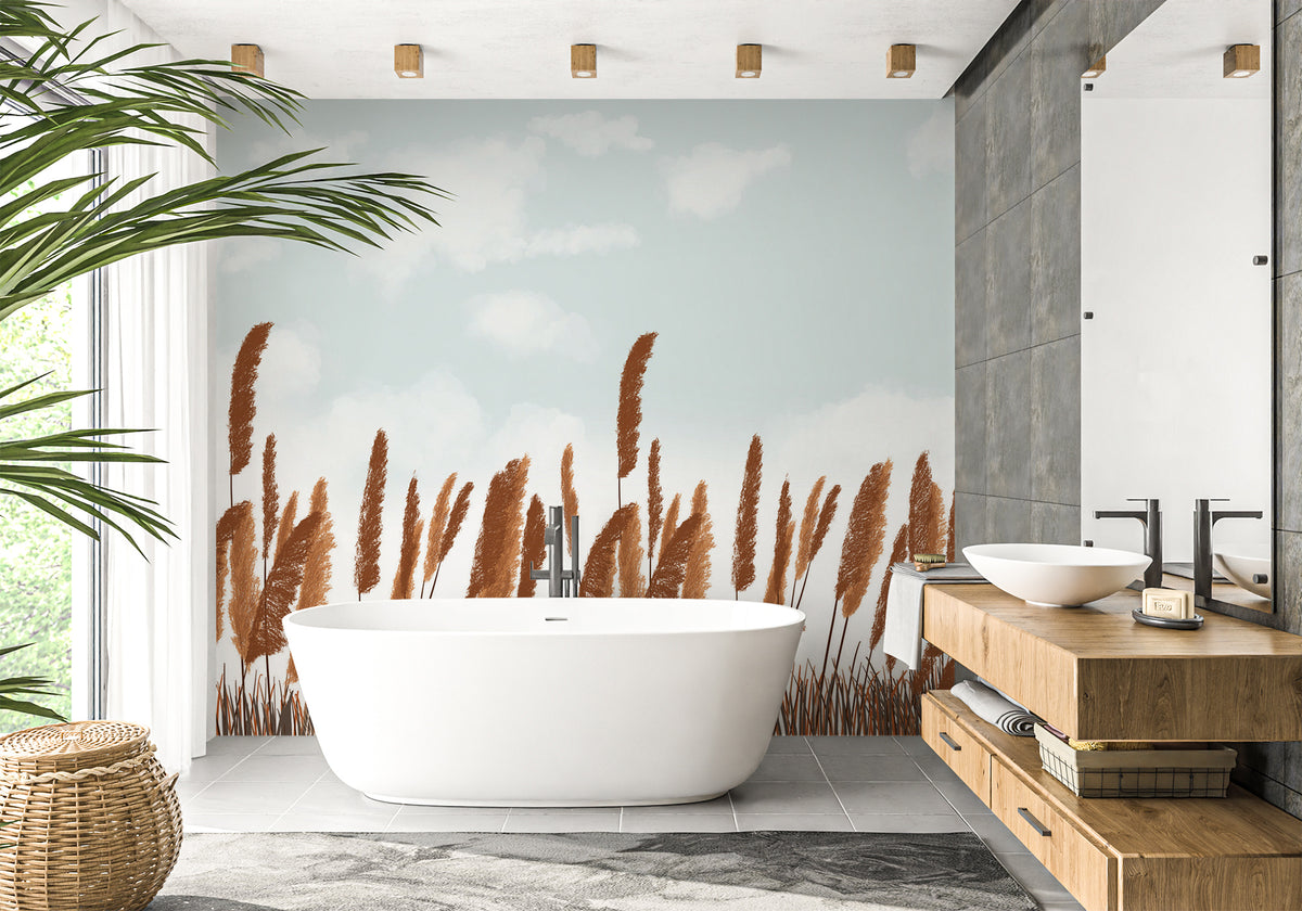 Papier peint salle de bain Pampa automne