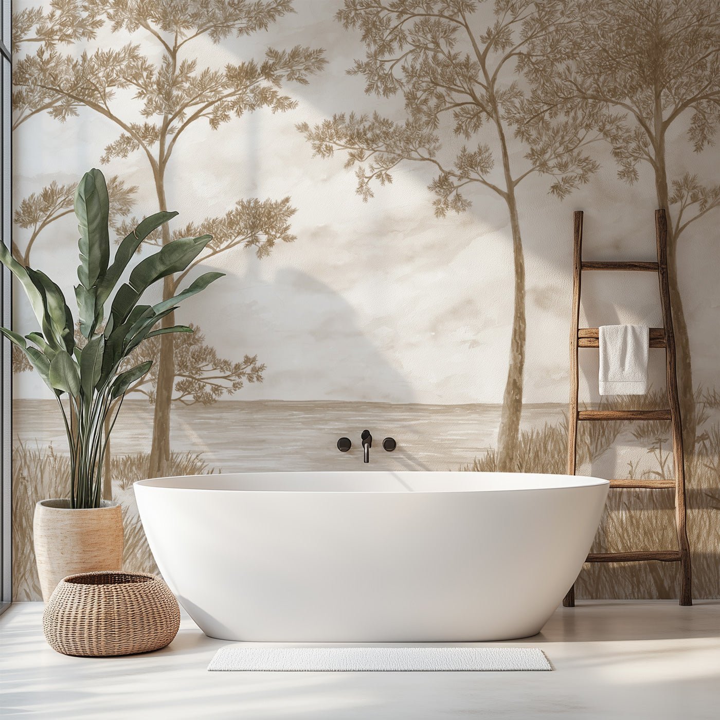 Papier peint Pins maritimes et dunes - Sépia, XXL, tendance