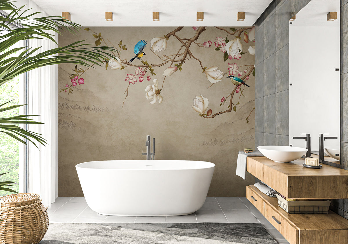 Papier peint salle de bain Romantique bird