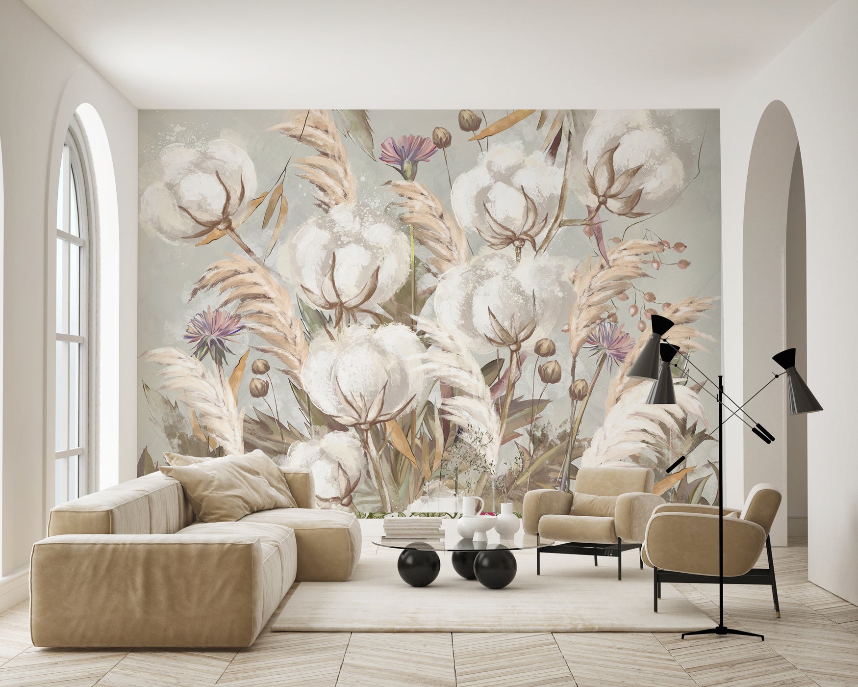 Papier peint salle de bain floral botanic - Muralconcept