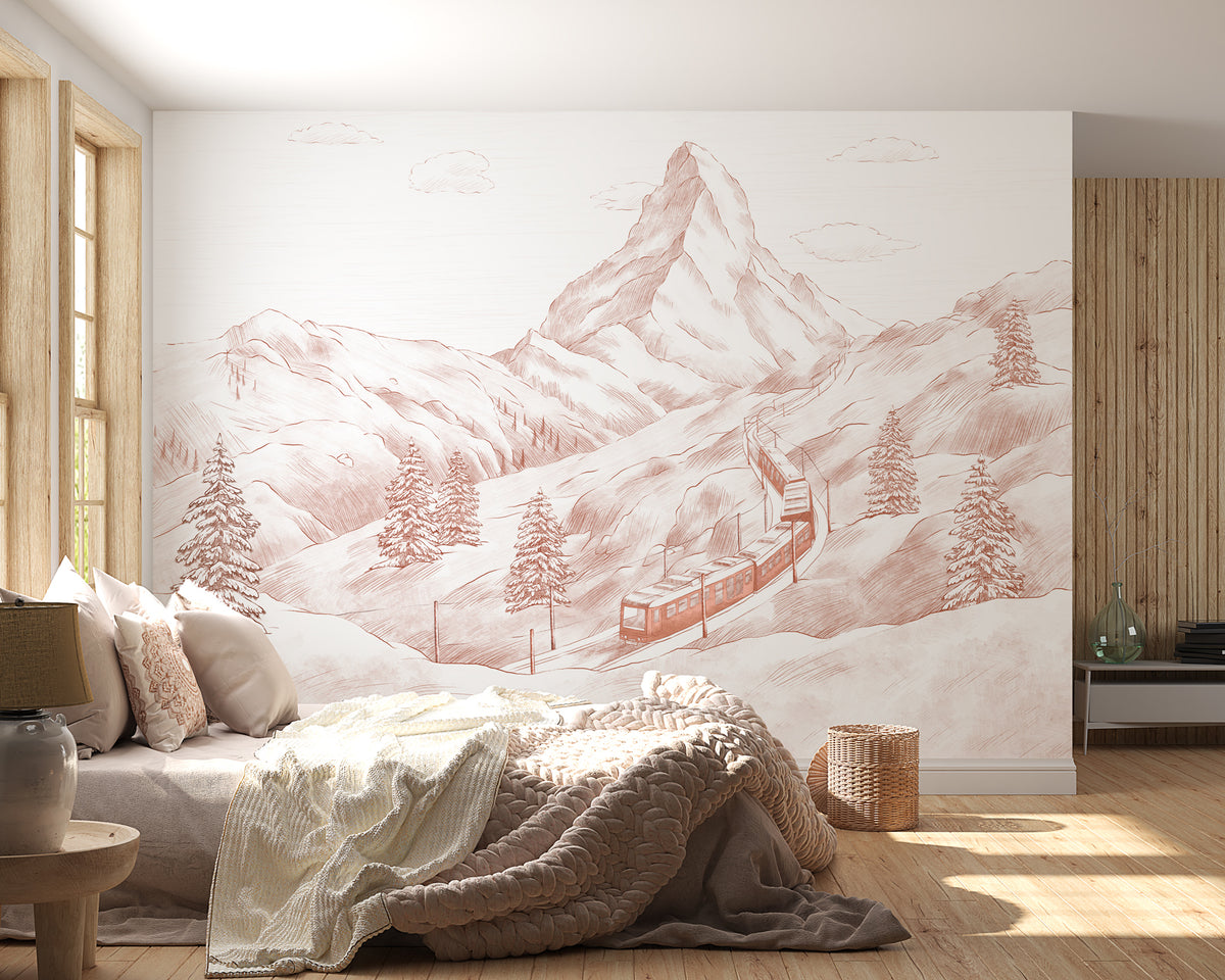 Papier peint panoramique Mont Cervin terracotta