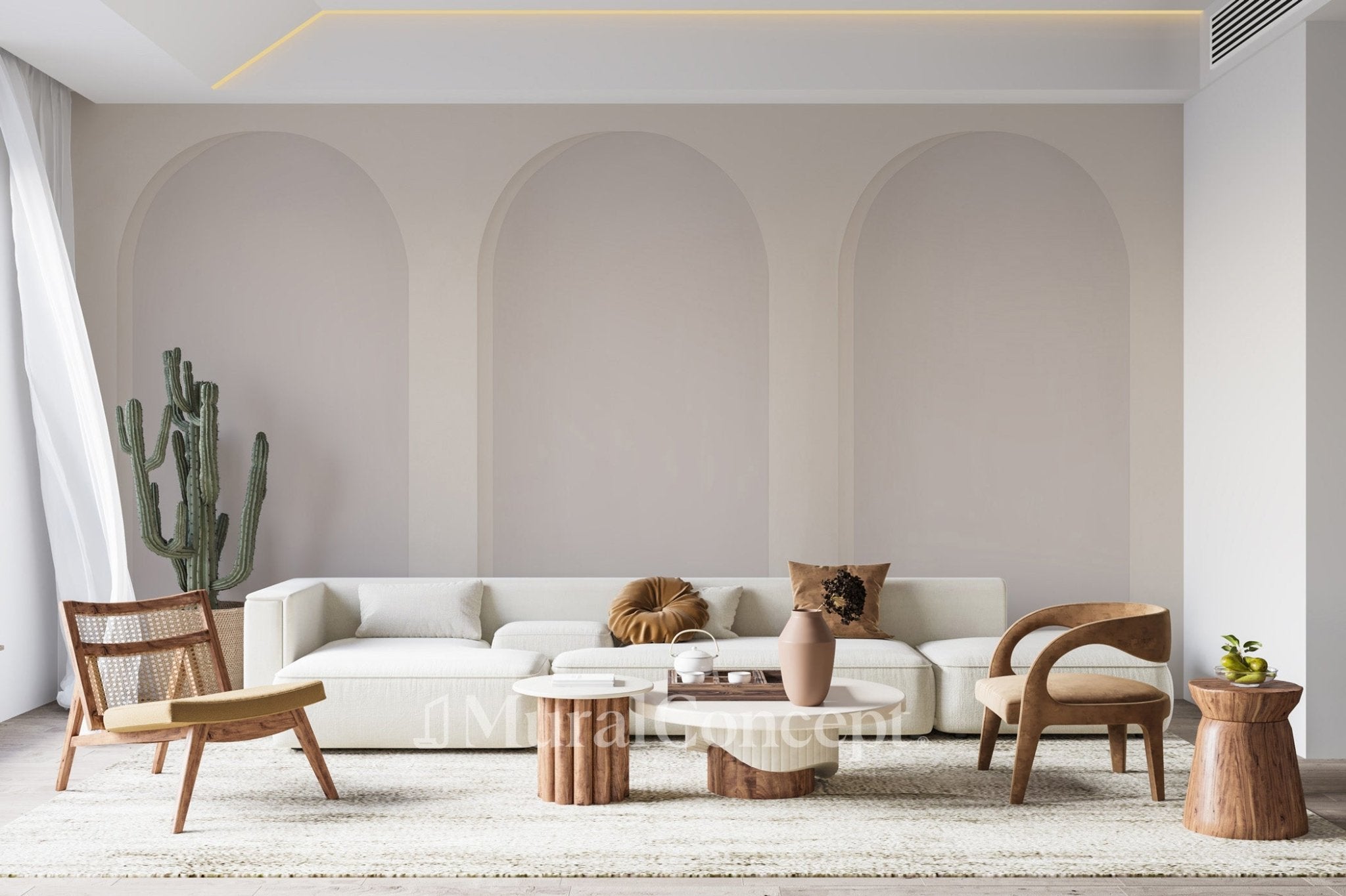 Papier peint panoramique arche beige, XXL, tendance